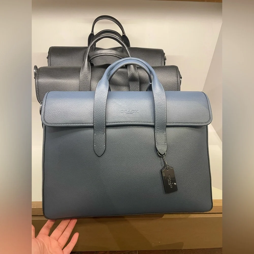 NWT！COACH SULLIVAN PORTFOLIO BRIEF (COACH C9875) GUNMETAL/DENIM fast shipping